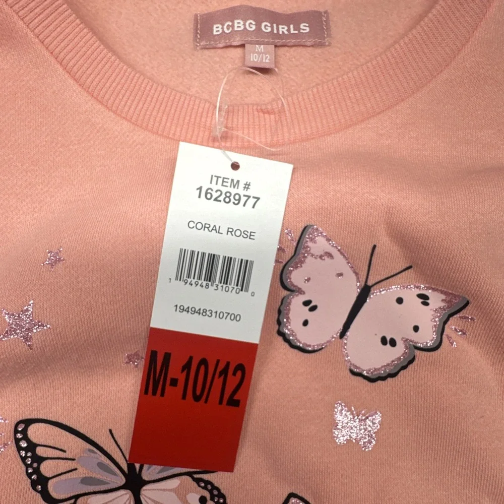 BCBG Girls 2 Piece Sweatshirt Legging Set M 10/12 Gray Pink